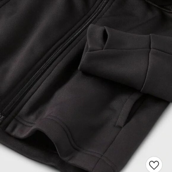ALL In Motion Boys Full Zip Sherpa Jacket With Hood Black Thumb Holes Athleisure - Picture 3 of 10